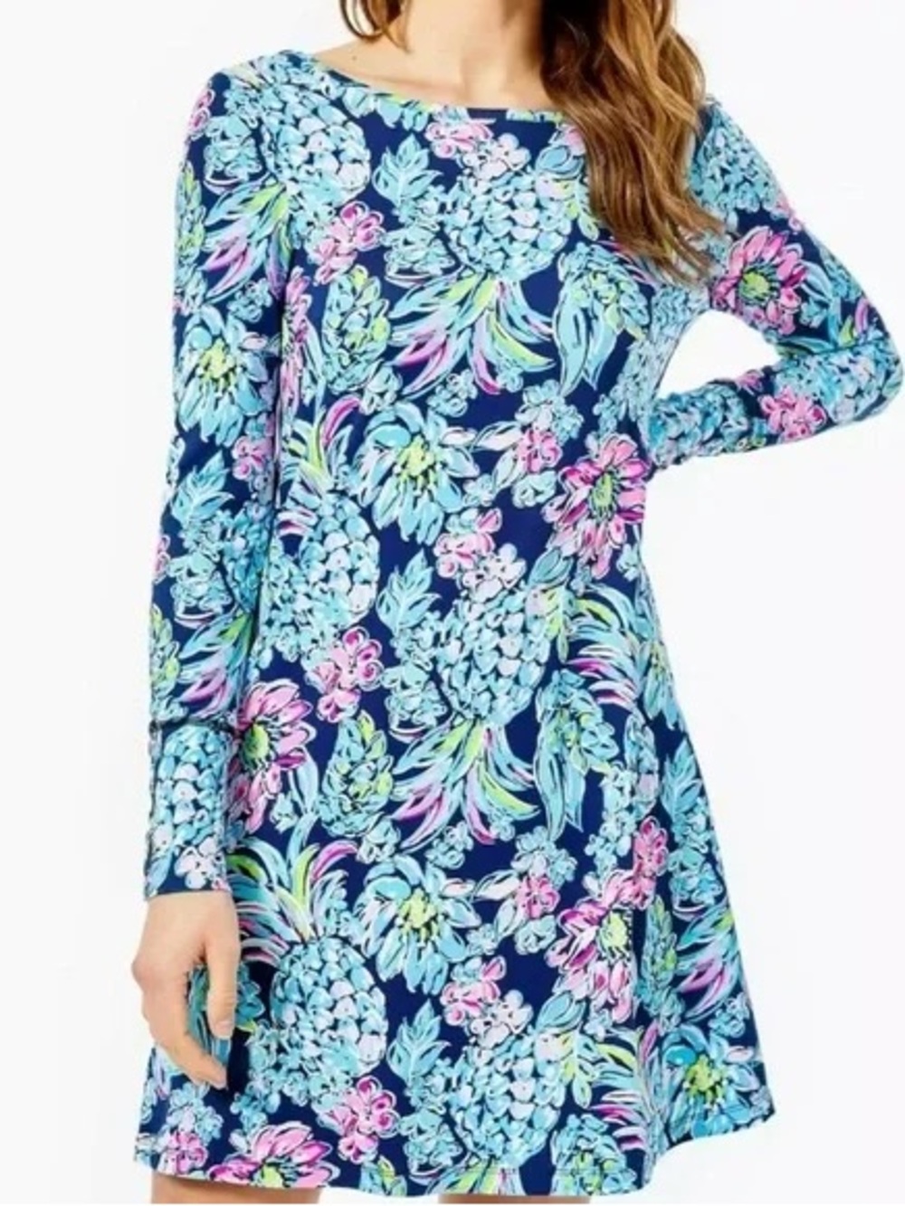 Lilly Pulitzer- Kaisley Dual-Neck, High Tide Navy, Pineapple Paradise sz XXS